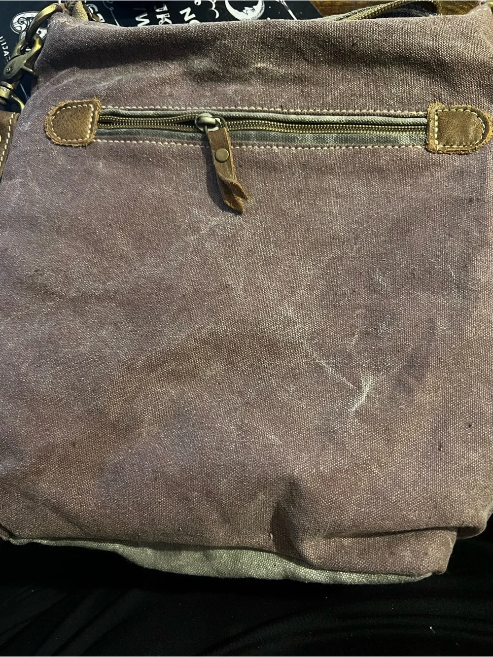 Clea Ray Vintage MAP Co. Two-Tone Rustic Canvas Crossbody Bag - Brown & Gray